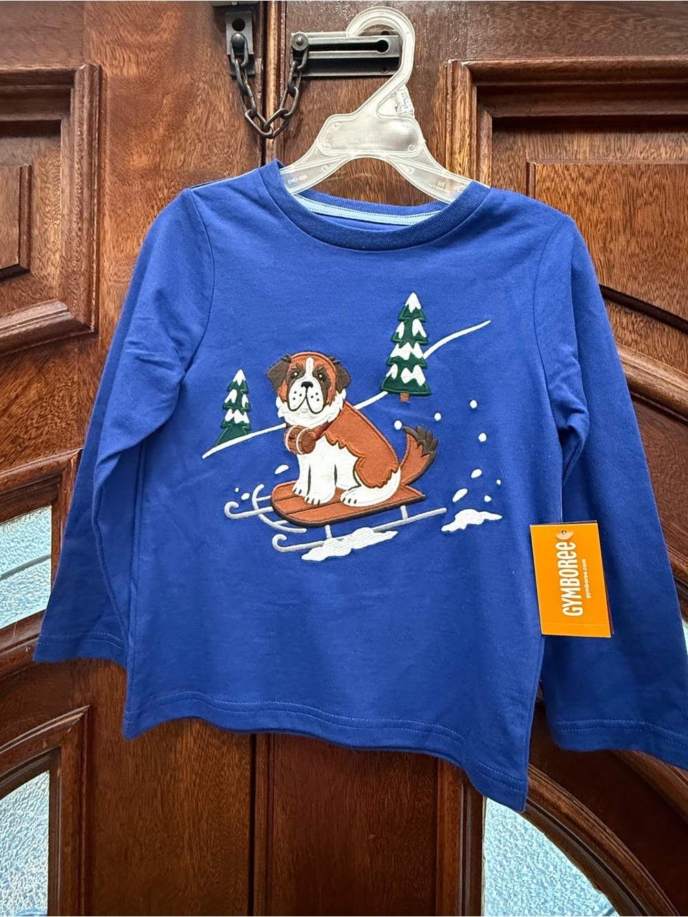 Gymboree Royal Blue Long-Sleeve Dog Sled Graphic Tee